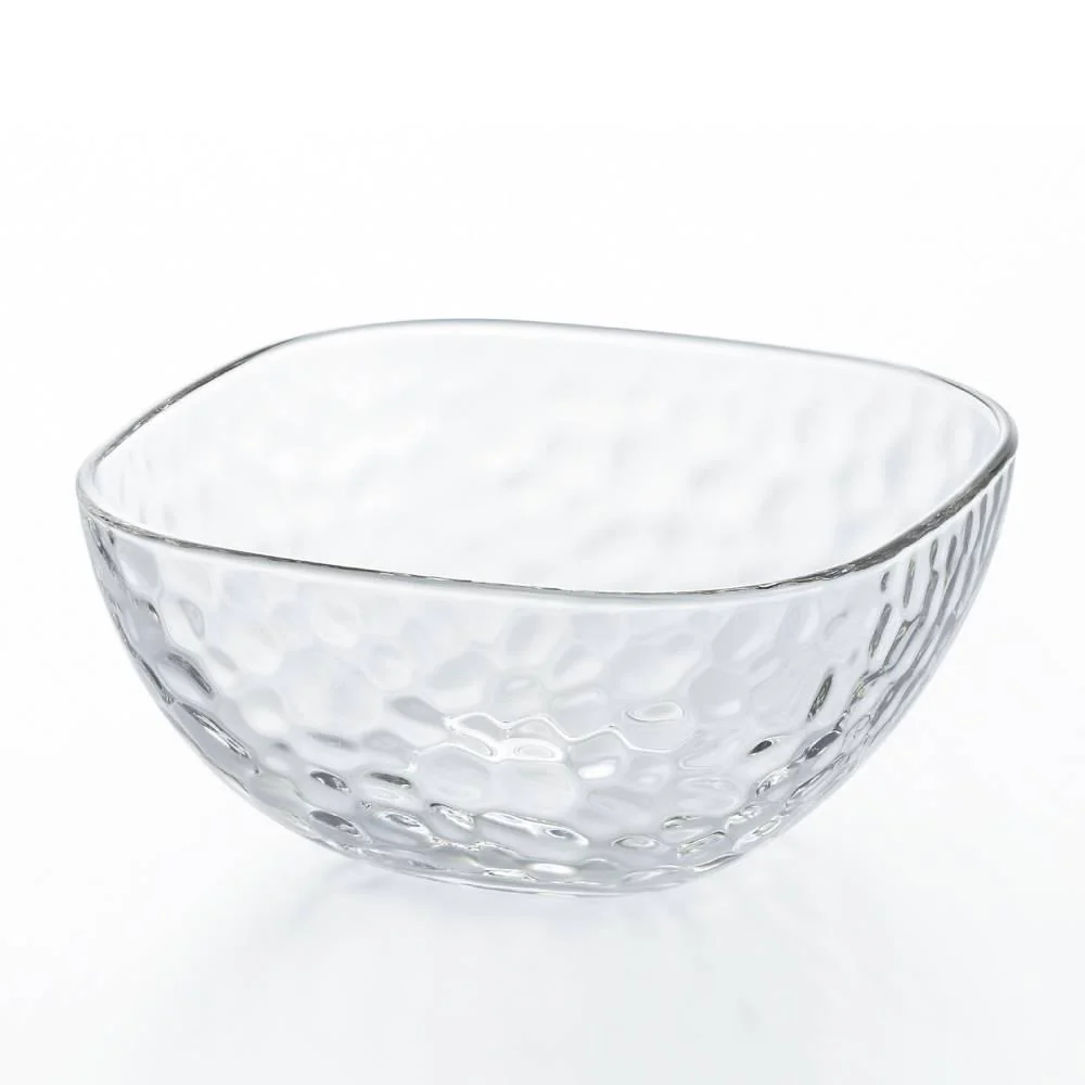 Aderia Square Bowl Large Dimpled Glass Serving Dish 165mm